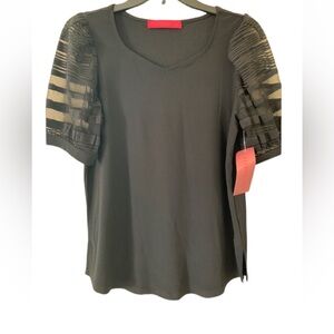 *NWT Love Scarlett Black Lace Sleeve Vneck Shirt SIZE S NWT